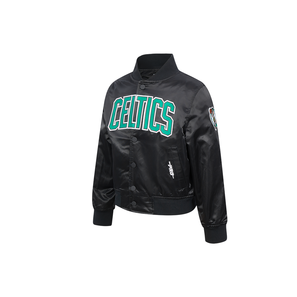 NBA BOSTON CELTICS CLASSIC LITTLE BOY'S SATIN JACKET (BLACK)