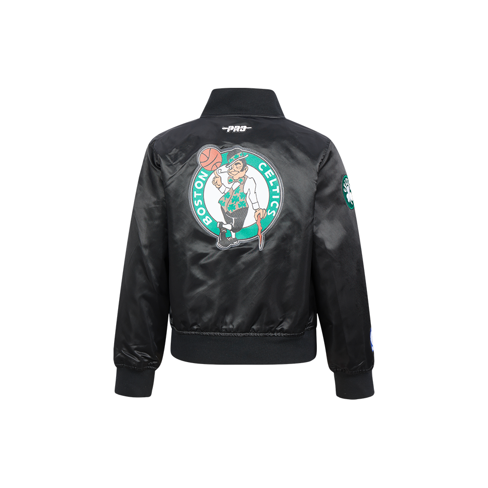 NBA BOSTON CELTICS CLASSIC LITTLE BOY'S SATIN JACKET (BLACK)
