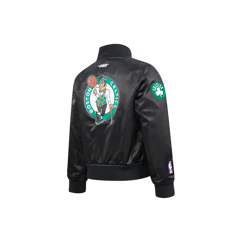 NBA BOSTON CELTICS CLASSIC LITTLE BOY'S SATIN JACKET (BLACK)