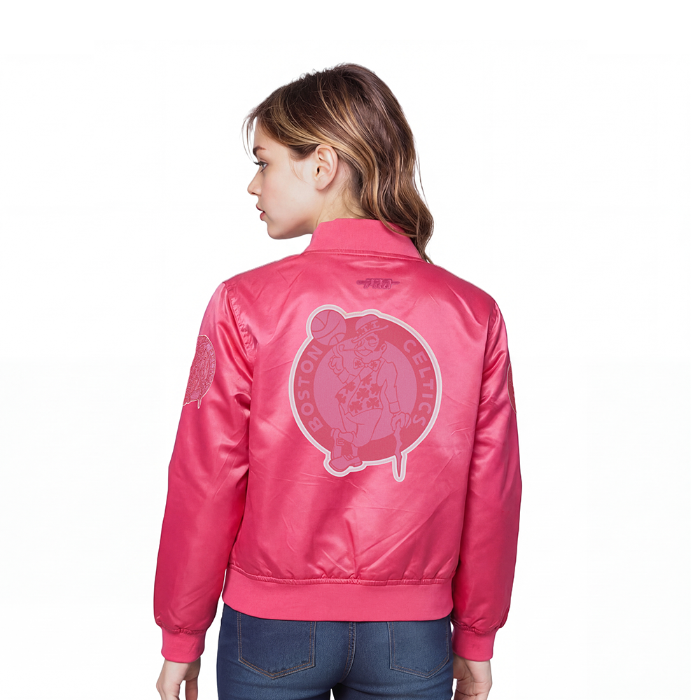 NBA BOSTON CELTICS TRIPLE PINK LG SATIN JACKET (BEETROOT PURPLE)