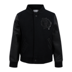 NBA BOSTON CELTICS TRIPLE BLACK LITTLE BOY'S WOOL VARSITY JACKET (JET BLACK)