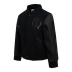 NBA BOSTON CELTICS TRIPLE BLACK LITTLE BOY'S WOOL VARSITY JACKET (JET BLACK)