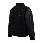 NBA BOSTON CELTICS TRIPLE BLACK LITTLE BOY'S WOOL VARSITY JACKET (JET BLACK)