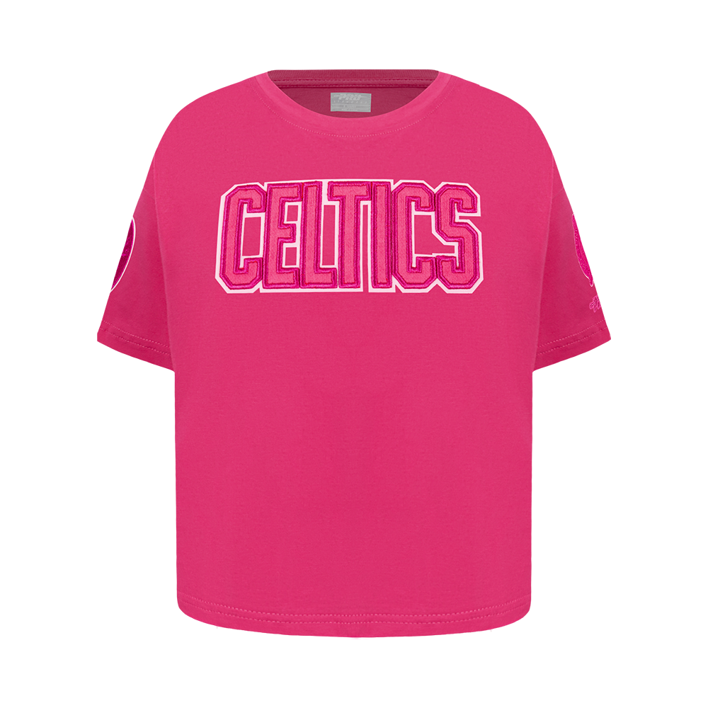 NBA BOSTON CELTICS T-SHIRT TRIPLE ROSE À MANCHES COURTES ET À COUPE CARRÉE POUR FILLE ENFANT (VIOLET BETTERAVE)
