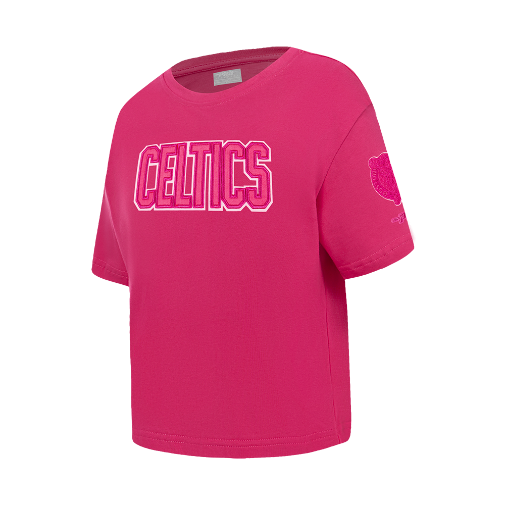 NBA BOSTON CELTICS T-SHIRT TRIPLE ROSE À MANCHES COURTES ET À COUPE CARRÉE POUR FILLE ENFANT (VIOLET BETTERAVE)