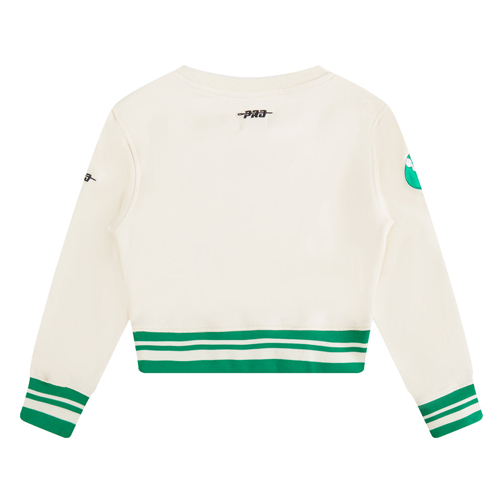 NBA BOSTON CELTICS RETRO CLASSIC LITTLE GIRLS  RIB FLEECE CREWNECK (EGGSHELL/ KELLY GREEN)