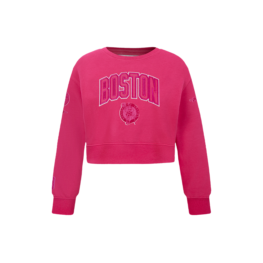 NBA BOSTON CELTICS TRIPLE PINK LITTLE GIRL'S FLEECE CREWNECK (BEETROOT PURPLE)