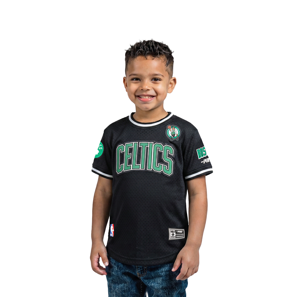 NBA BOSTON CELTICS CLASSIC T-SHIRT EN FILET À MANCHES COURTES POUR GARÇON BAMBIN (NOIR)