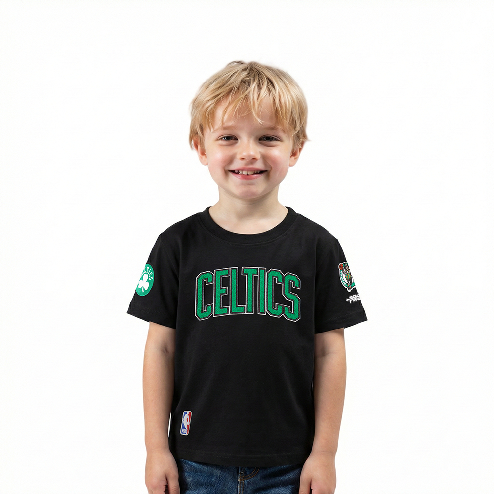NBA BOSTON CELTICS CLASSIC T-SHIRT À MANCHES COURTES POUR GARÇON BAMBIN (NOIR)