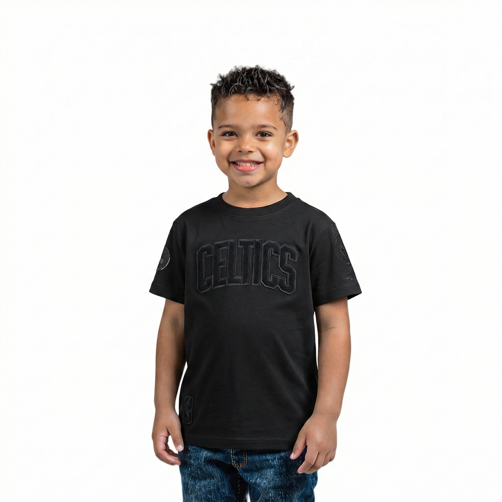 NBA BOSTON CELTICS TRIPLE BLACK T-SHIRT À MANCHES COURTES POUR GARÇON BAMBIN (NOIR)