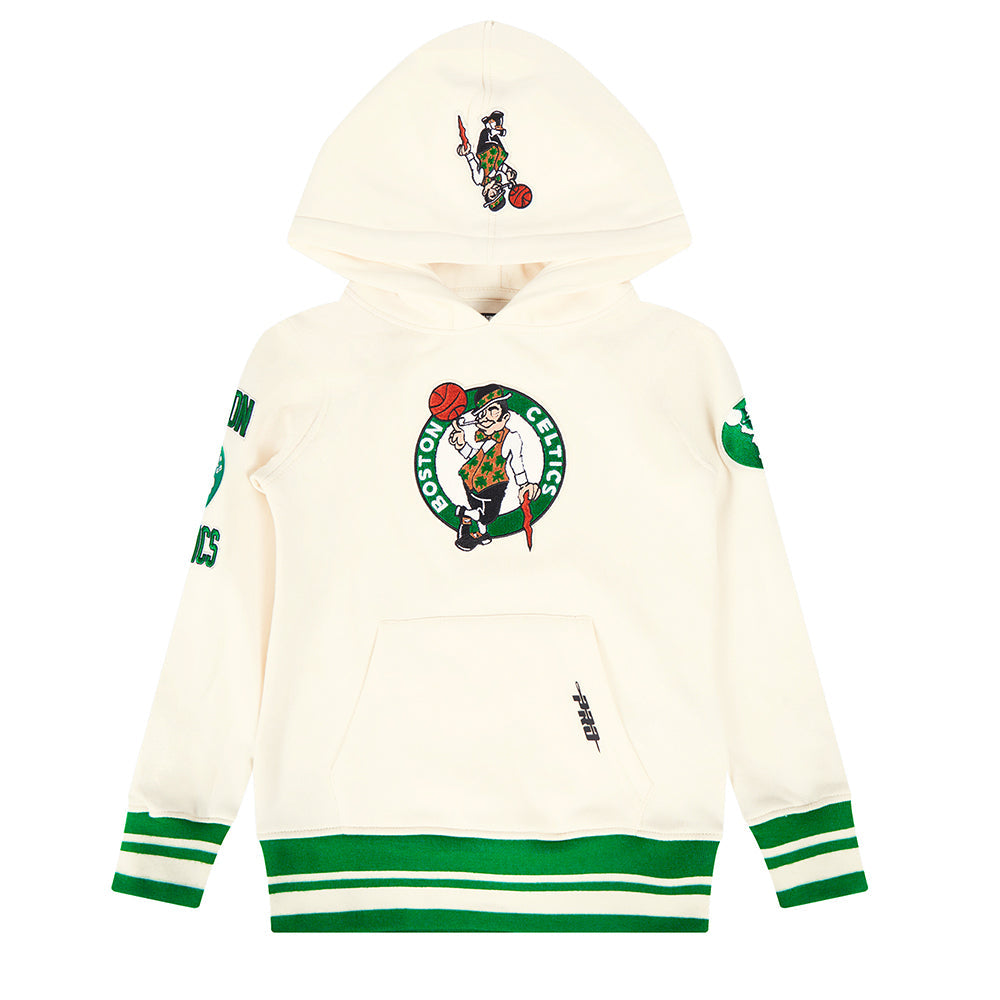NBA BOSTON CELTICS RETRO CLASSIC TODDLER BOY'S RIB FLEECE PULLOVER HOODIE (EGGSHELL/ KELLY GREEN)