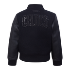 NBA BOSTON CELTICS TRIPLE BLACK BLOUSON COLLÉGIAL EN LAINE POUR GARÇON BAMBIN (NOIR DE JAIS)