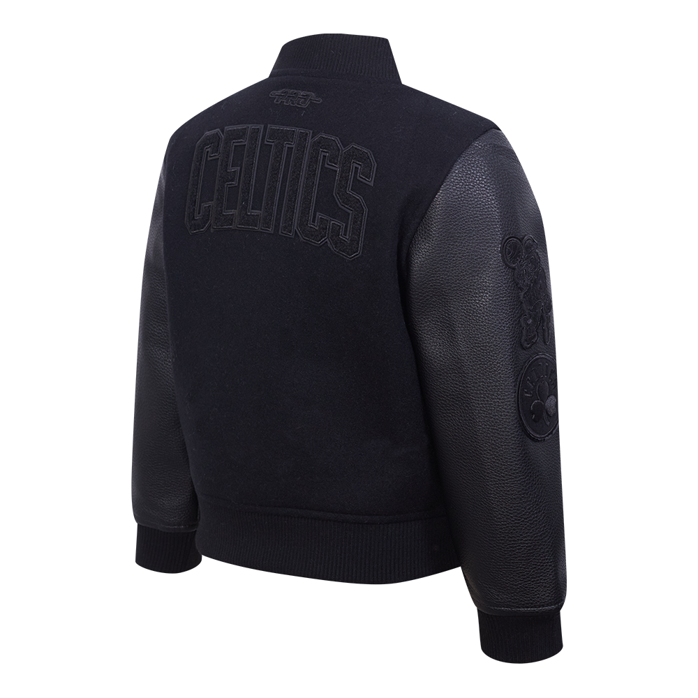 NBA BOSTON CELTICS TRIPLE BLACK BLOUSON COLLÉGIAL EN LAINE POUR GARÇON BAMBIN (NOIR DE JAIS)