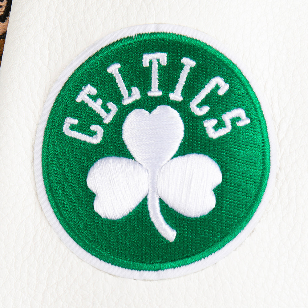 NBA BOSTON CELTICS RETRO CLASSIC BLOUSON COLLÉGIAL EN LAINE À BORDS CÔTELÉS POUR GARÇON BAMBIN (VERT KELLY/BLANC)