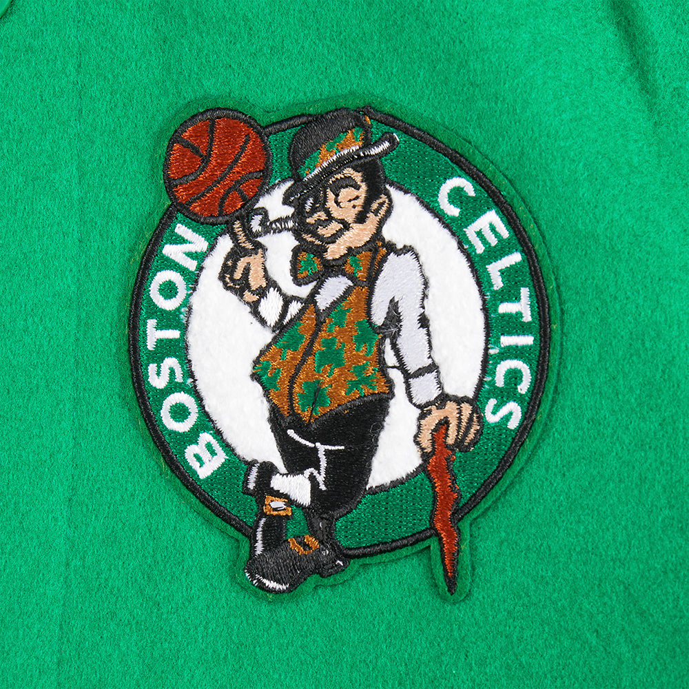 NBA BOSTON CELTICS RETRO CLASSIC BLOUSON COLLÉGIAL EN LAINE À BORDS CÔTELÉS POUR GARÇON BAMBIN (VERT KELLY/BLANC)