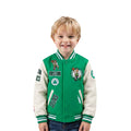 NBA BOSTON CELTICS RETRO CLASSIC BLOUSON COLLÉGIAL EN LAINE À BORDS CÔTELÉS POUR GARÇON BAMBIN (VERT KELLY/BLANC)