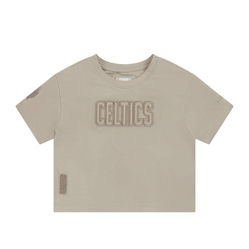 NBA BOSTON CELTICS NEUTRAL T-SHIRT À MANCHES COURTES ET À COUPE CARRÉE POUR FILLE BAMBIN (TAUPE)