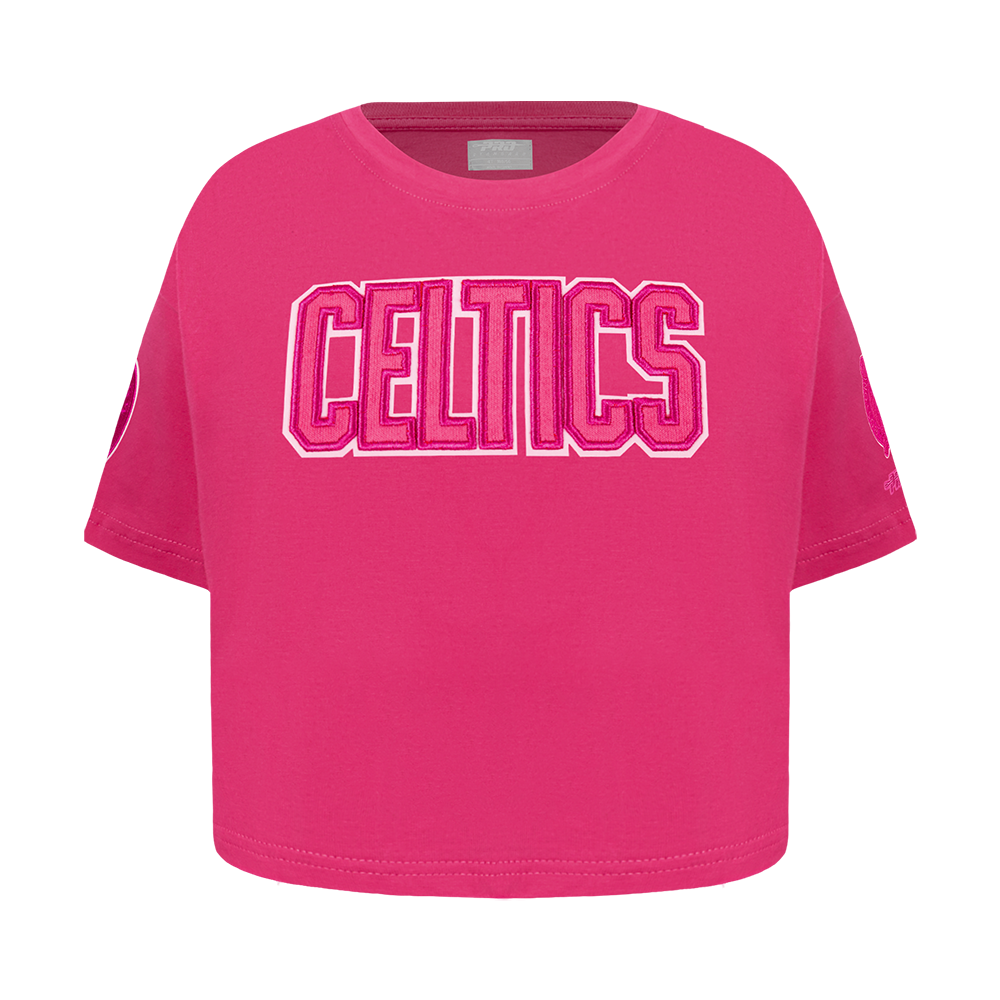 NBA BOSTON CELTICS T-SHIRT TRIPLE ROSE À MANCHES COURTES ET À COUPE CARRÉE POUR FILLE BAMBIN (VIOLET BETTERAVE)