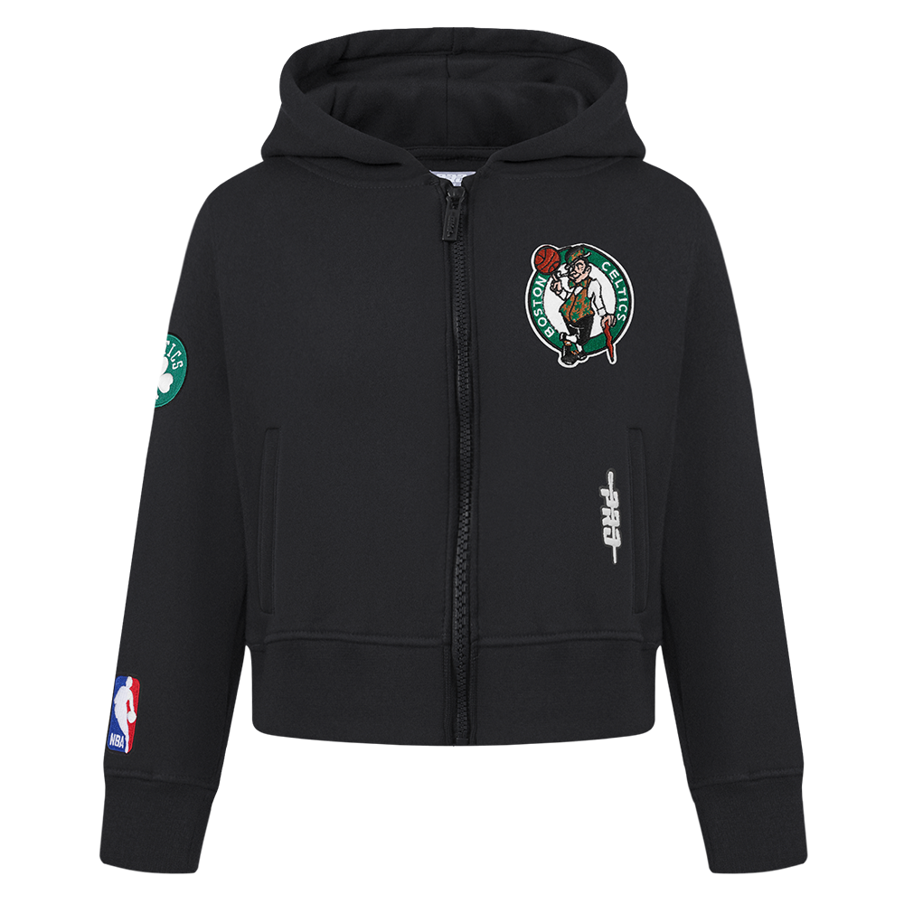 NBA BOSTON CELTICS CLASSIC CHANDAIL À CAPUCHON EN MOLLETON À GLISSIÈRE POUR FILLE BAMBIN (NOIR)