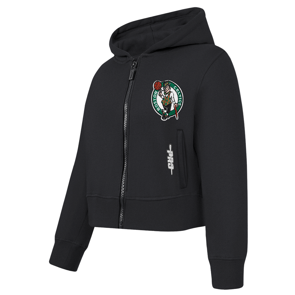 NBA BOSTON CELTICS CLASSIC CHANDAIL À CAPUCHON EN MOLLETON À GLISSIÈRE POUR FILLE BAMBIN (NOIR)