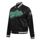 NBA BOSTON CELTICS SCRIPT TAIL WOMEN'S SATIN JACKET (BLACK)