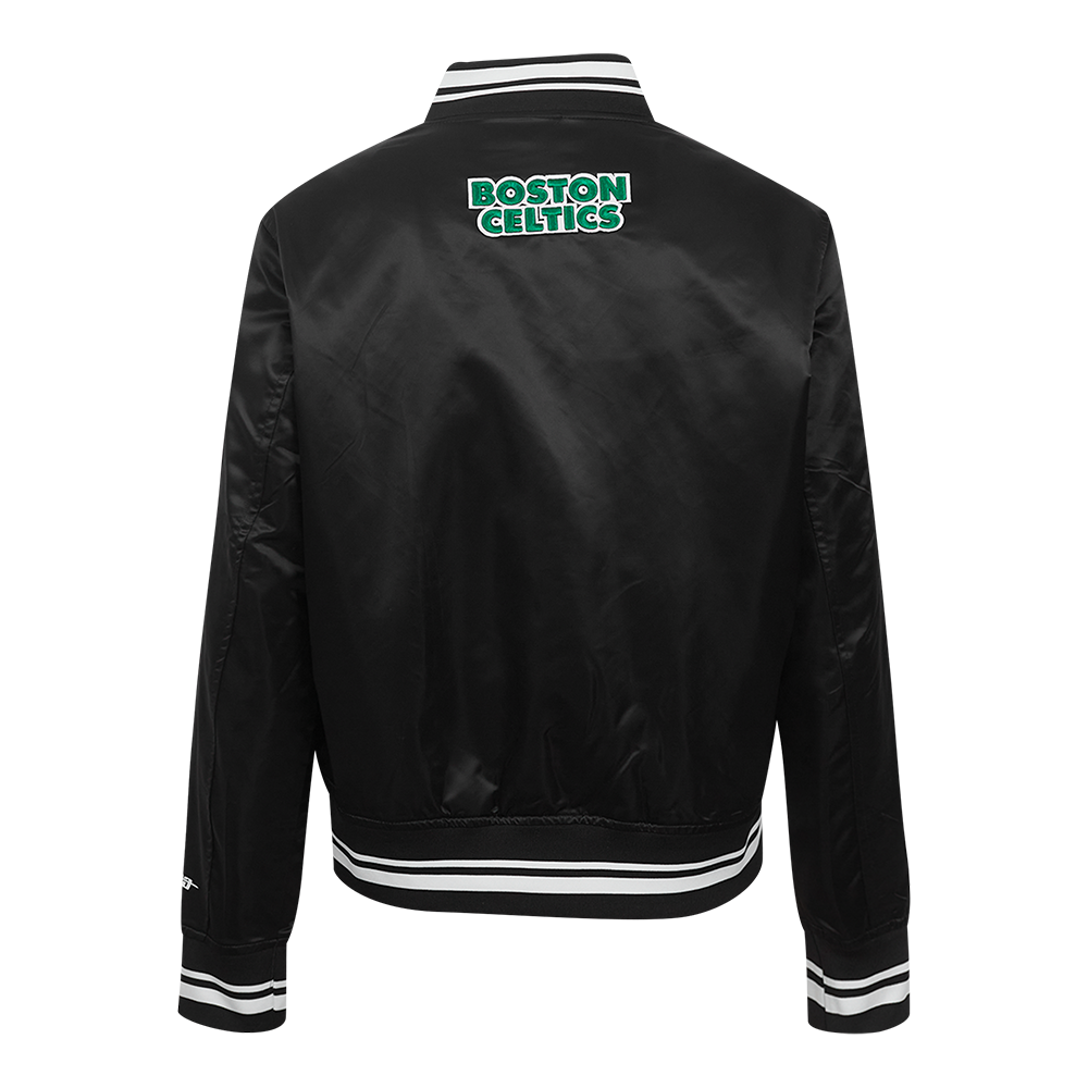 NBA BOSTON CELTICS SCRIPT TAIL WOMEN'S SATIN JACKET (BLACK)