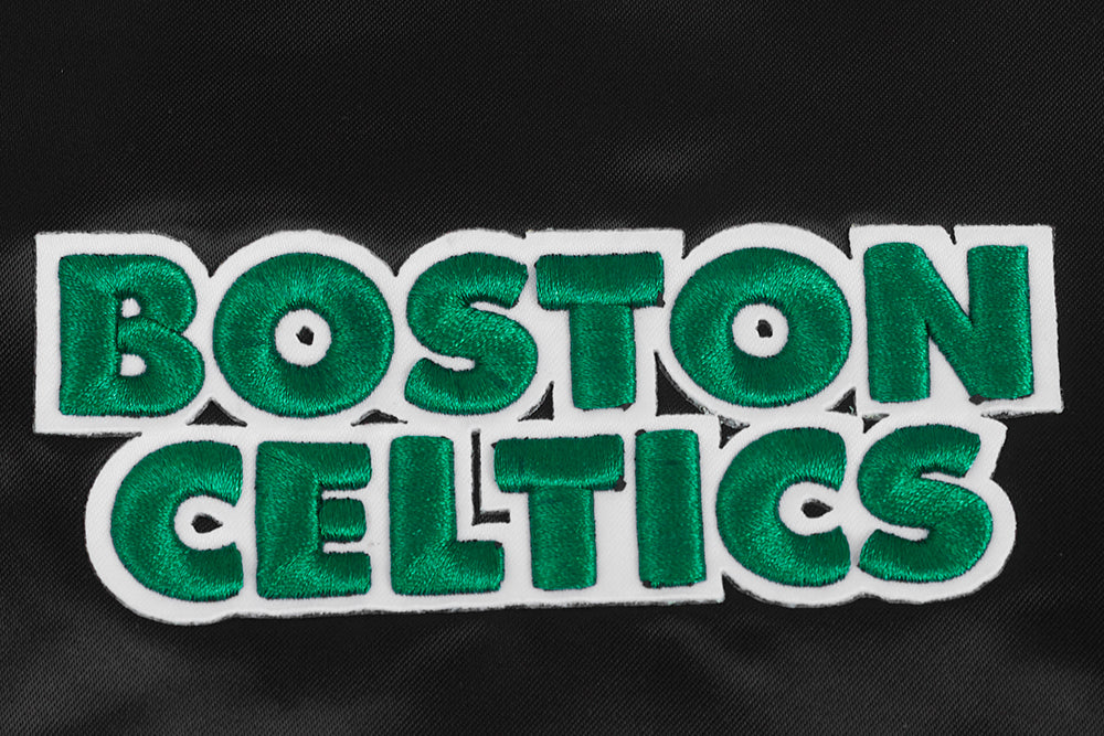 NBA BOSTON CELTICS SCRIPT TAIL WOMEN'S SATIN JACKET (BLACK)