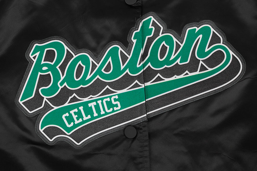NBA BOSTON CELTICS SCRIPT TAIL WOMEN'S SATIN JACKET (BLACK)
