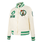 NBA BOSTON CELTICS RETRO CLASSIC WOMEN'S RIB SATIN JACKET (EGGSHELL/ KELLY GREEN)