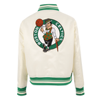 NBA BOSTON CELTICS RETRO CLASSIC WOMEN'S RIB SATIN JACKET (EGGSHELL/ KELLY GREEN)