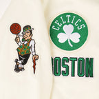 NBA BOSTON CELTICS RETRO CLASSIC WOMEN'S RIB SATIN JACKET (EGGSHELL/ KELLY GREEN)