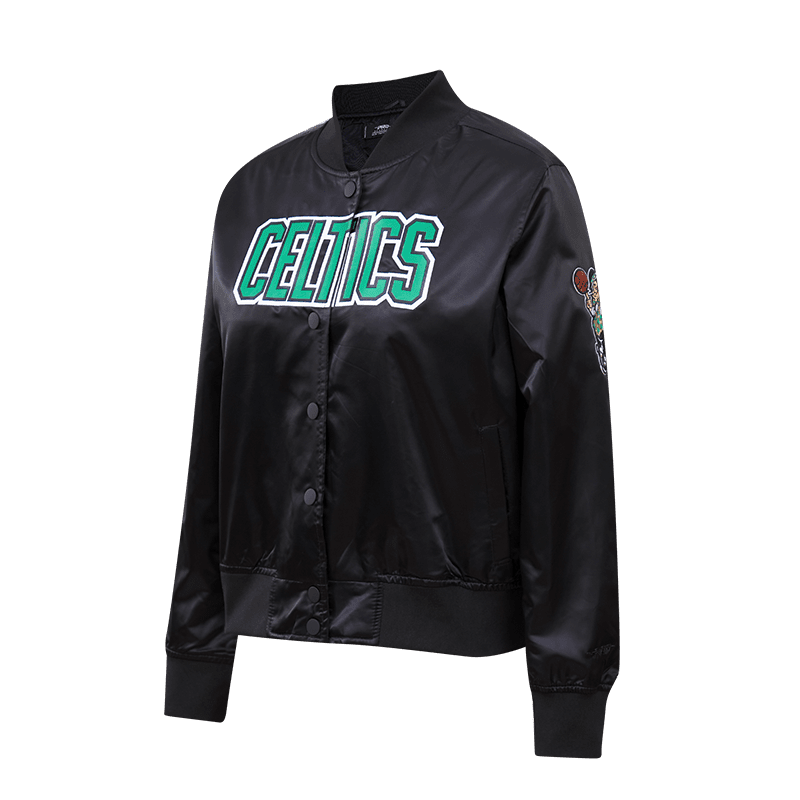 NBA BOSTON CELTICS CLASSIC WOMEN'S SATIN JACKET (BLACK)