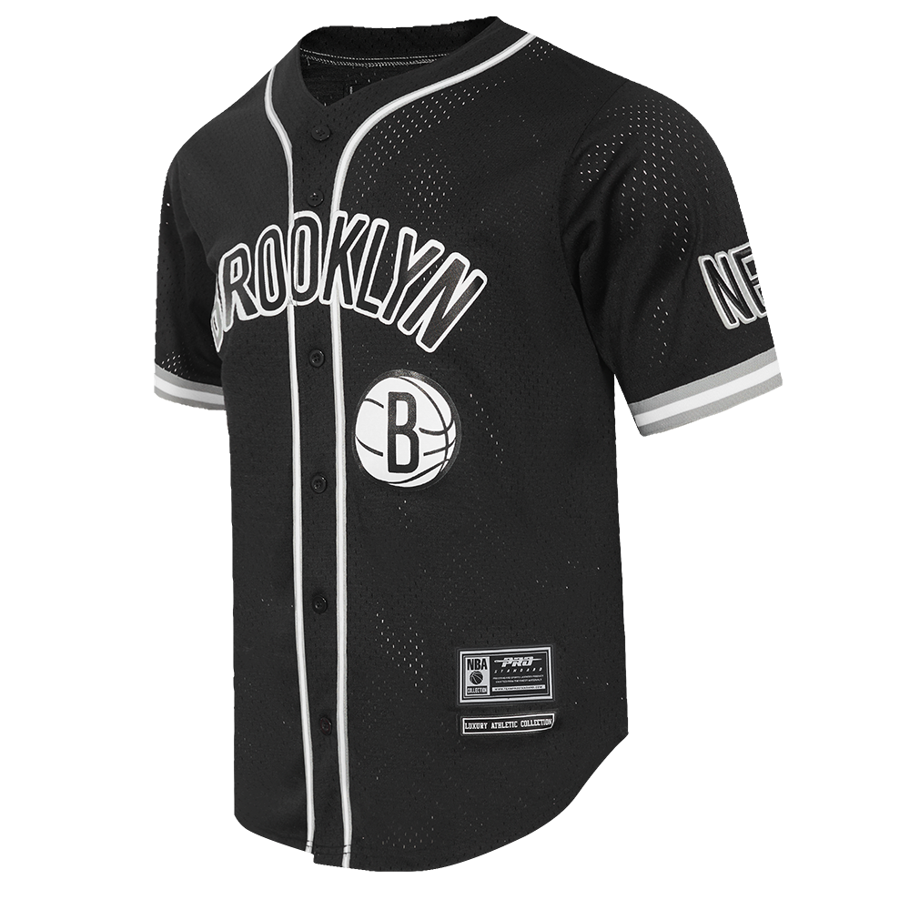 NBA BROOKLYN NETS CLASSIC MEN'S MESH BUTTON DOWN JERSEY (BLACK/GRAY)