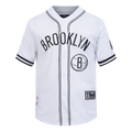 NBA BROOKLYN NETS CLASSIC MEN'S MESH BUTTON DOWN SHIRT (WHITE/BLACK/WHITE)