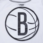NBA BROOKLYN NETS CLASSIC MEN'S MESH BUTTON DOWN SHIRT (WHITE/BLACK/WHITE)