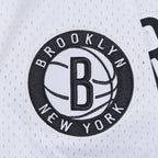 NBA BROOKLYN NETS CLASSIC MEN'S MESH BUTTON DOWN SHIRT (WHITE/BLACK/WHITE)