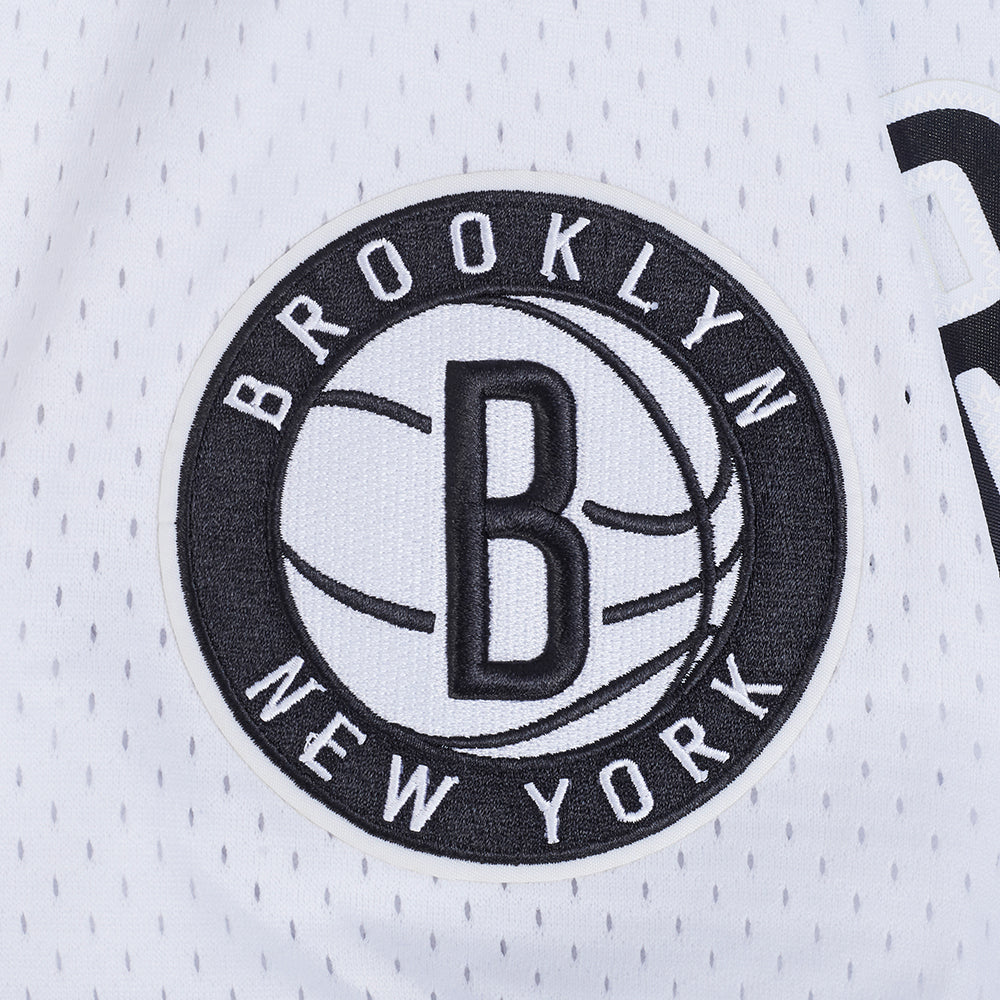 NBA BROOKLYN NETS CLASSIC MEN'S MESH BUTTON DOWN SHIRT (WHITE/BLACK/WHITE)