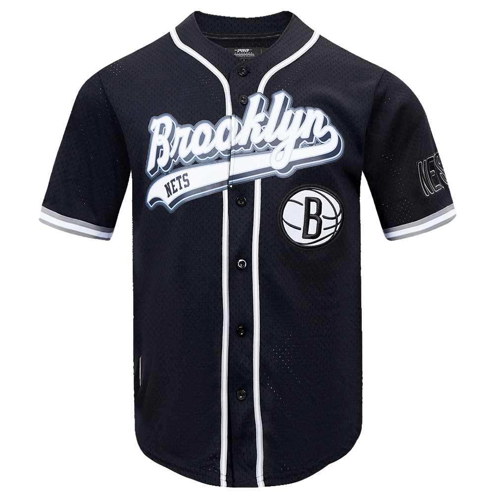 NBA BROOKLYN NETS SCRIPT TAIL CHEMISE BOUTONNÉE EN FILET POUR HOMME (NOIR/GRIS)