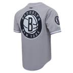 NBA BROOKLYN NETS SCRIPT TAIL CHEMISE BOUTONNÉE EN FILET POUR HOMME (GRIS)