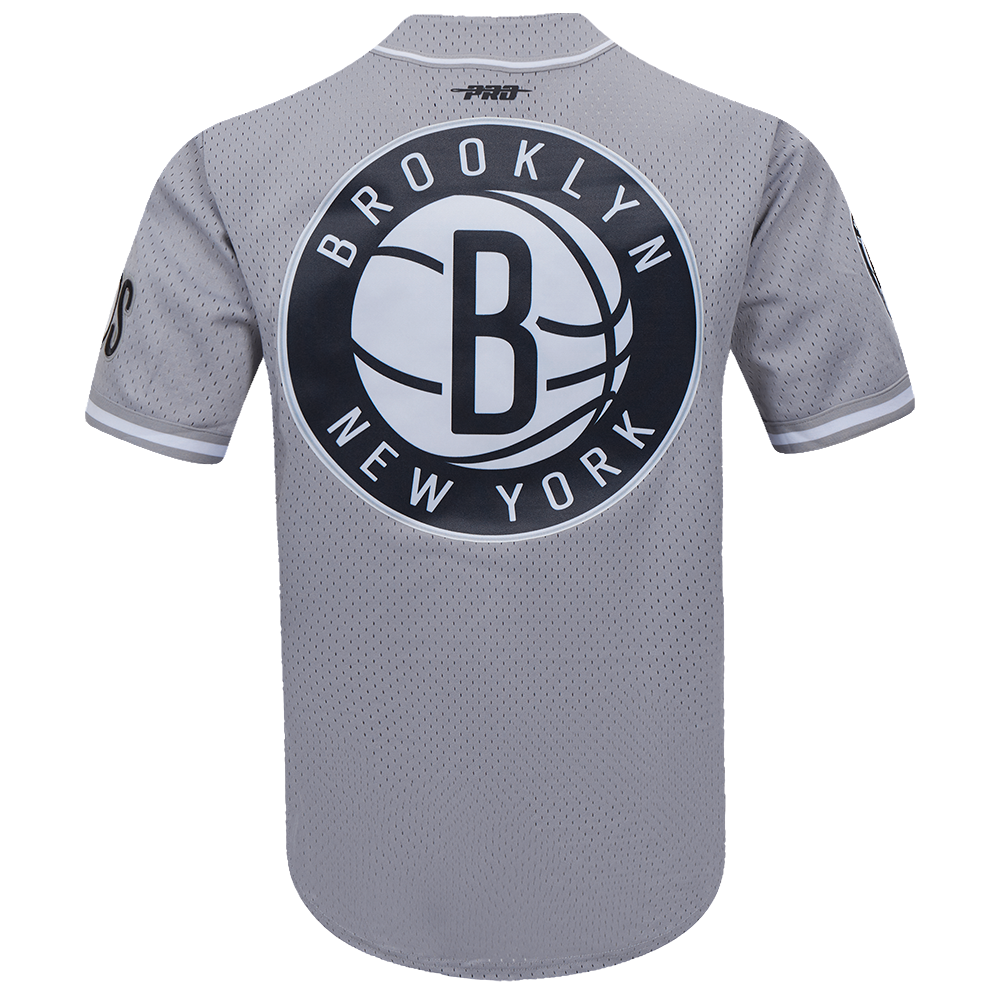NBA BROOKLYN NETS SCRIPT TAIL CHEMISE BOUTONNÉE EN FILET POUR HOMME (GRIS)