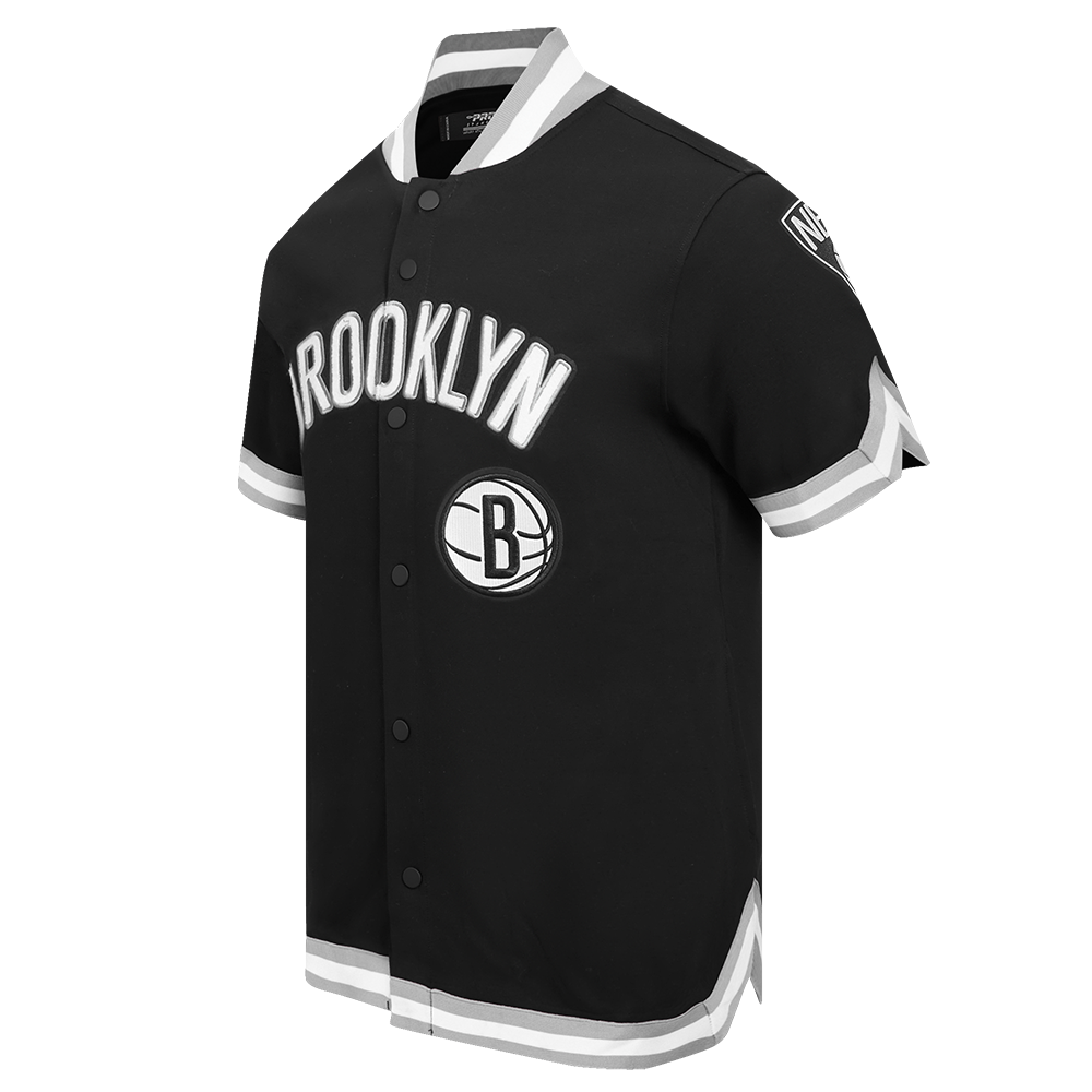 NBA BROOKLYN NETS CLASSIC MEN'S PRO SS DOUBLE KNIT JACKET  (BLACK/GRAY)