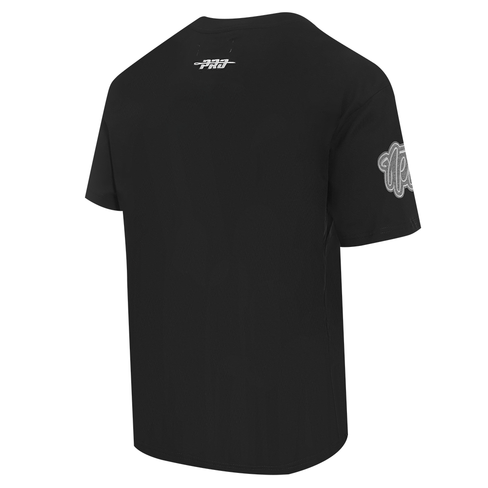 NBA BROOKLYN NETS REVERSE FRENCH TERRY MEN'S COTTON JERSEY DROP SHOULDER TEE (BLACK)