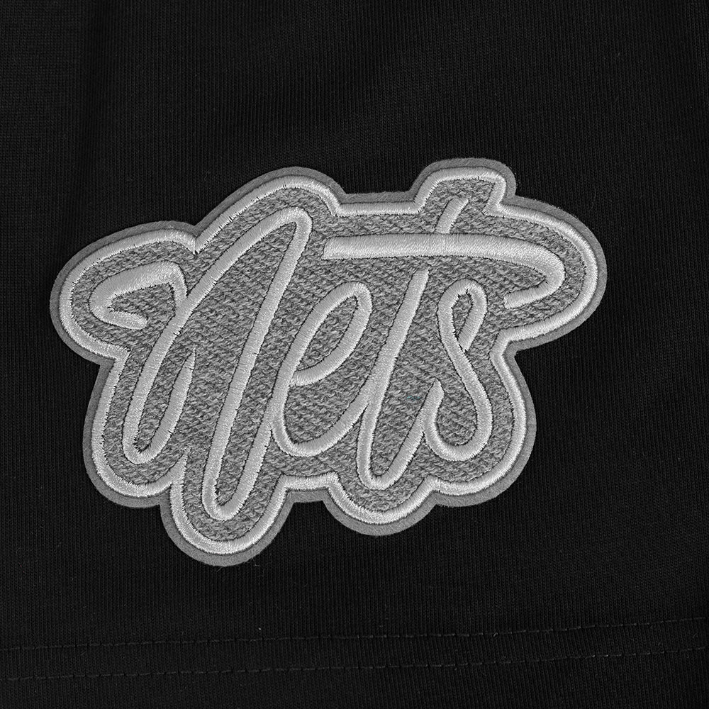 NBA BROOKLYN NETS REVERSE FRENCH TERRY MEN'S COTTON JERSEY DROP SHOULDER TEE (BLACK)