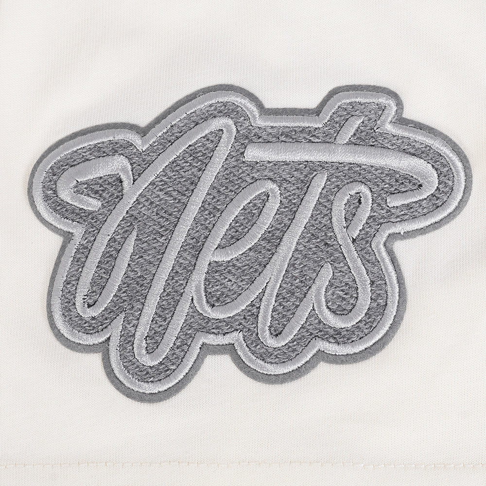 NBA BROOKLYN NETS REVERSE FRENCH TERRY MEN'S COTTON JERSEY DROP SHOULDER TEE (EGGSHELL)