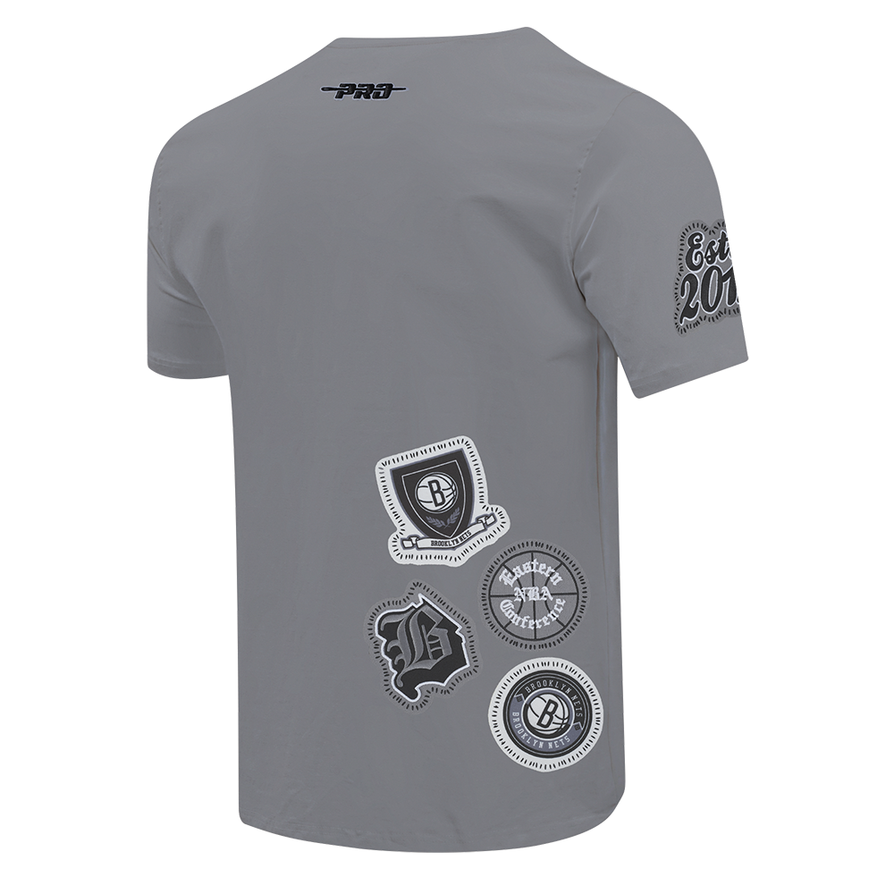 NBA BROOKLYN NETS DIY PICK STITCH T-SHIRT EN JERSEY SIMPLE POUR HOMME (GRIS)