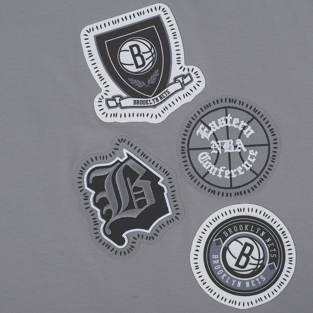 NBA BROOKLYN NETS DIY PICK STITCH T-SHIRT EN JERSEY SIMPLE POUR HOMME (GRIS)