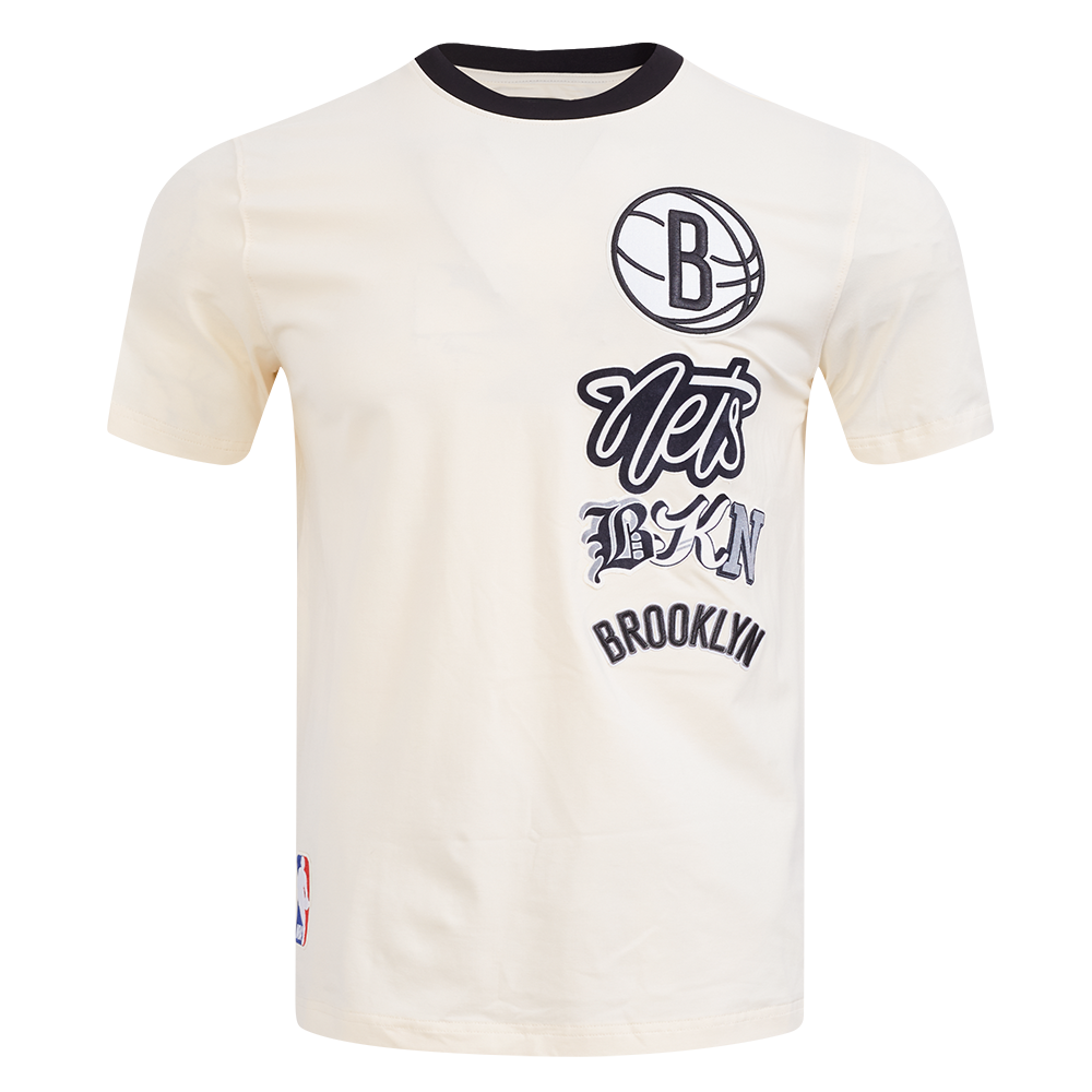 NBA BROOKLYN NETS RETRO CASCADE MEN'S RINGER TEE (EGGSHELL/ BLACK)