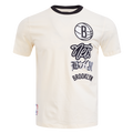 NBA BROOKLYN NETS RETRO CASCADE MEN'S RINGER TEE (EGGSHELL/ BLACK)
