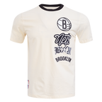 NBA BROOKLYN NETS RETRO CASCADE MEN'S RINGER TEE (EGGSHELL/ BLACK)
