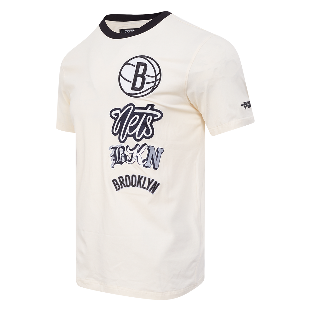 NBA BROOKLYN NETS RETRO CASCADE MEN'S RINGER TEE (EGGSHELL/ BLACK)